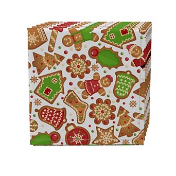 Napkin Set of 4, 100% Cotton, 20x20", Christmas Cookies
