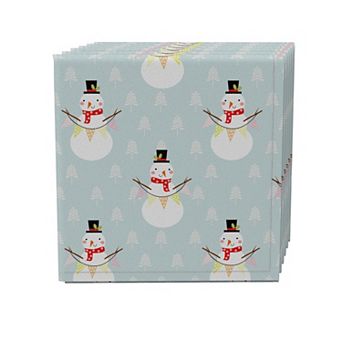 Napkin Set of 4, 100% Cotton, 20x20", Holiday Snowmen
