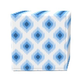 Napkin Set of 4, 100% Cotton, 20x20", Light Blue Ikat Design