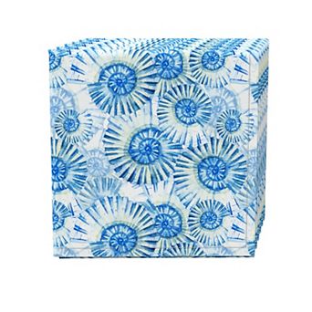 Napkin Set of 4, 100% Cotton, 20x20", Coastal Watercolor Shells
