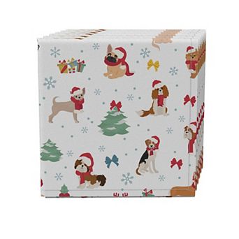 Napkin Set of 4, 100% Cotton, 20x20", Holiday Dogs