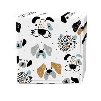 Napkin Set of 4, 100% Cotton, 20x20", Dog Faces Drawing