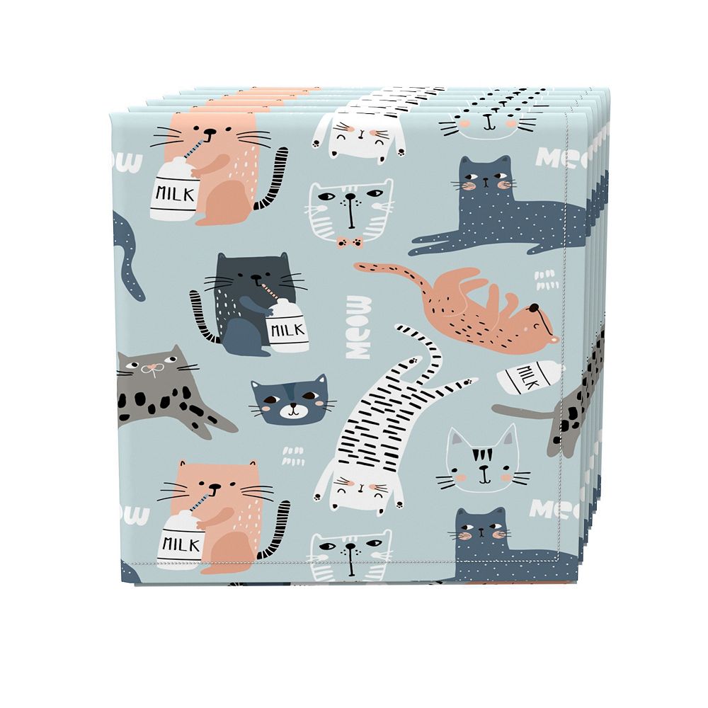 BLACK KITTY WREATH CLOTH NAPKIN SET