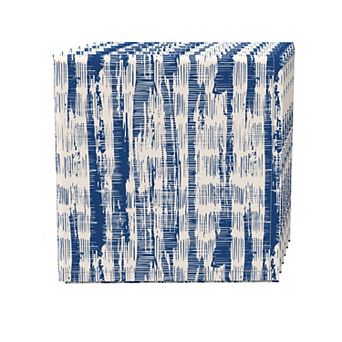 Napkin Set of 4, 100% Cotton, 20x20", Blue Batik Stripe