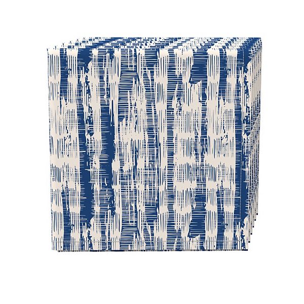 Set of 4 - Blue Bagru Block Printed Cotton Table Napkins (18 x 18 in)