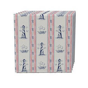 Napkin Set of 4, 100% Cotton, 20x20", Lighthouse Stripe