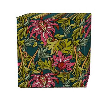 Napkin Set of 4, 100% Cotton, 20x20", Floral 8