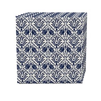 Napkin Set of 4, 100% Cotton, 20x20", Cranes in Damask