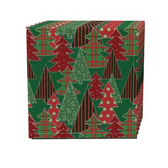 Napkin Set of 4, 100% Cotton, 20x20", Christmas tree Patchwork