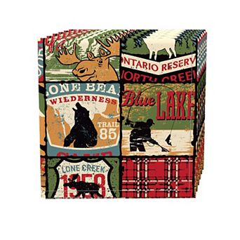 Napkin Set of 4, 100% Cotton, 20x20", Great Outdoors Patchwork