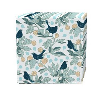 Napkin Set of 4, 100% Cotton, 20x20", Fig Trees & Birds