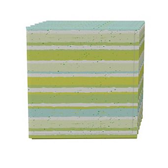 Napkin Set of 4, 100% Cotton, 20x20", Green Stripes & Ink Splatter