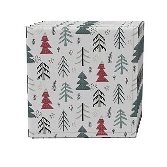 Napkin Set of 4, 100% Cotton, 20x20", Christmas Tree Doodle