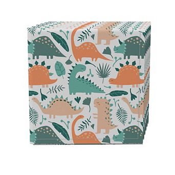 Napkin Set of 4, 100% Cotton, 20x20", Cartoon Dinosaurs