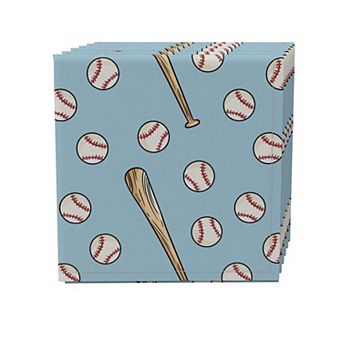 Napkin Set of 4, 100% Cotton, 20x20", Baseballs & Bats