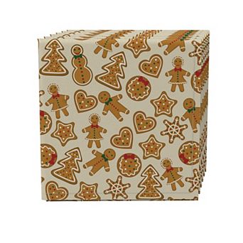 Napkin Set of 4, 100% Cotton, 20x20", Baking Gingerbread Cookies