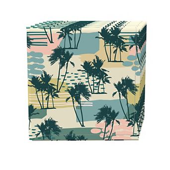 Napkin Set of 4, 100% Cotton, 20x20", Island Illustration