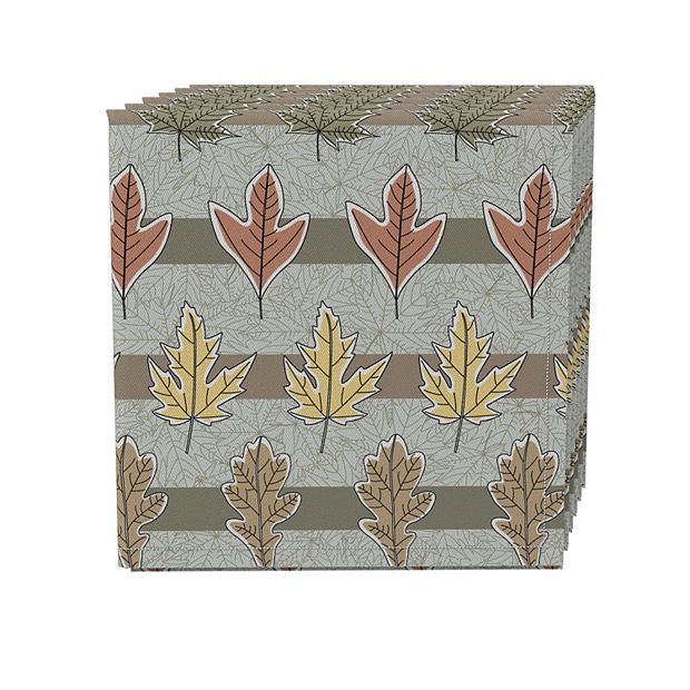 Holiday Autumn Leave Table Linen Cloth Napkins, 20x20, Set of 4