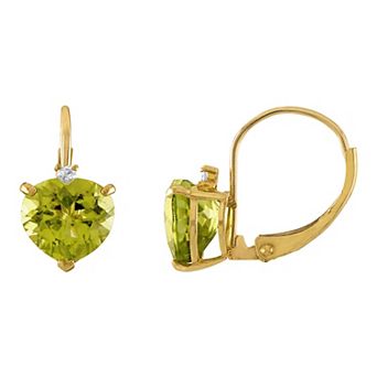 Tiara 10k Gold Peridot & Diamond Accent Leverback Earrings