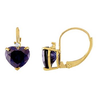 Tiara 10k Gold Lab-Created Sapphire & Diamond Accent Leverback Earrings