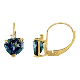 Tiara 10k Gold London Blue Topaz & Diamond Accent Leverback Earrings