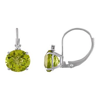 Tiara 10k White Gold Peridot & Diamond Accent Leverback Earrings