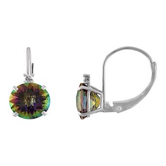 Tiara 10k White Gold Mystic Topaz & Diamond Accent Leverback Earrings