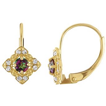 Tiara 10k Gold Mystic Topaz & Diamond Accent Leverback Earrings