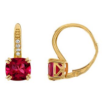 Tiara 10k Gold Pink Topaz & Diamond Accent Leverback Earrings