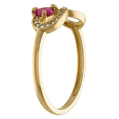 Tiara 10k Gold Ruby Diamond Accent Infinity Ring