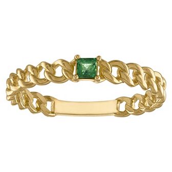 Tiara 10k Gold Emerald Curb Link Ring