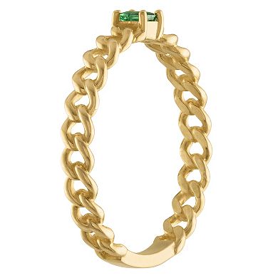 Tiara 10k Gold Emerald Curb Link Ring