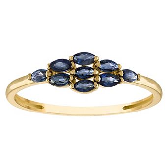 Tiara 10k Gold Sapphire Cluster Ring