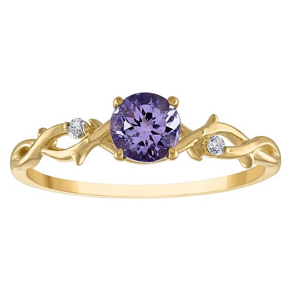 Tiara 10k Gold Tanzanite & Diamond Accent Ring