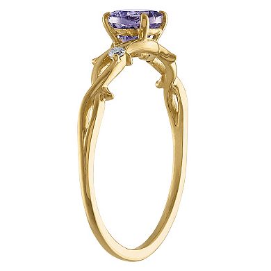 Tiara 10k Gold Tanzanite & Diamond Accent Ring
