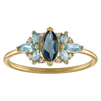 Tiara 10k Gold Blue Topaz & Diamond Accent Ring