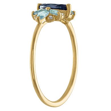 Tiara 10k Gold Blue Topaz & Diamond Accent Ring