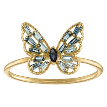 Tiara 10k Gold Sapphire & London Butterfly Ring