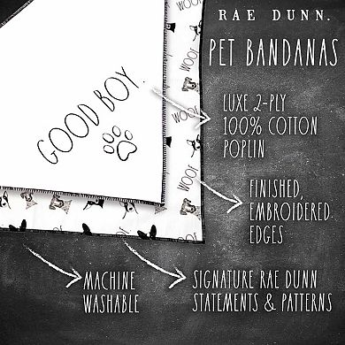 Rae Dunn Good Boy Woof & Wilma Pet Bandanna 2-Pack
