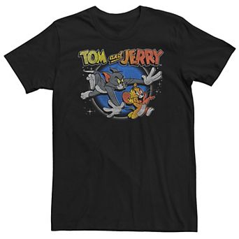 Big & Tall Tom And Jerry Retro Cartoon Chase Stars Logo Tee