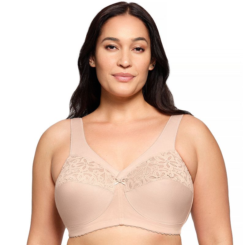 Glamorise MagicLift Cotton Blend Wireless Support Bra 1001, Women's, Size: 48 F, Cafe