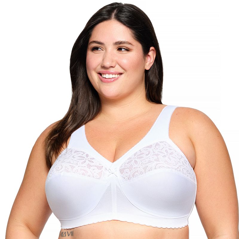 Glamorise MagicLift Cotton Blend Wireless Support Bra 1001, Women's, Size: 44 F, White