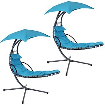Sunnydaze Floating Lounge with Umbrella/Cushion and Stand