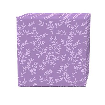 Napkin Set of 4, 100% Cotton, 20x20", Purple Vines