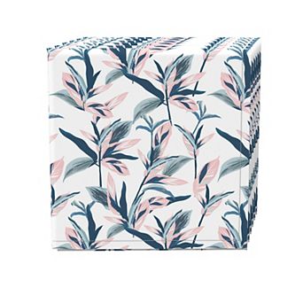 Napkin Set of 4, 100% Cotton, 20x20", Pastel Tropical Leaves
