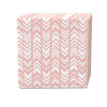 Napkin Set of 4, 100% Cotton, 20x20", Pink Abstract Arrows