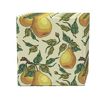 Napkin Set of 4, 100% Cotton, 20x20", Painted Pear Tree