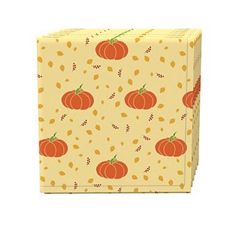 Napkin Set of 4, 100% Cotton, 20x20", Retro Pumpkins & Leaves