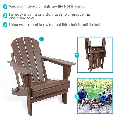 Sunnydaze Set Of 2 All-weather Foldable Adirondack Chairs