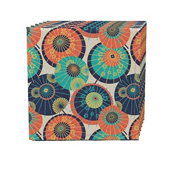 Napkin Set of 4, 100% Cotton, 20x20", Traditional Japanese Umbrella
